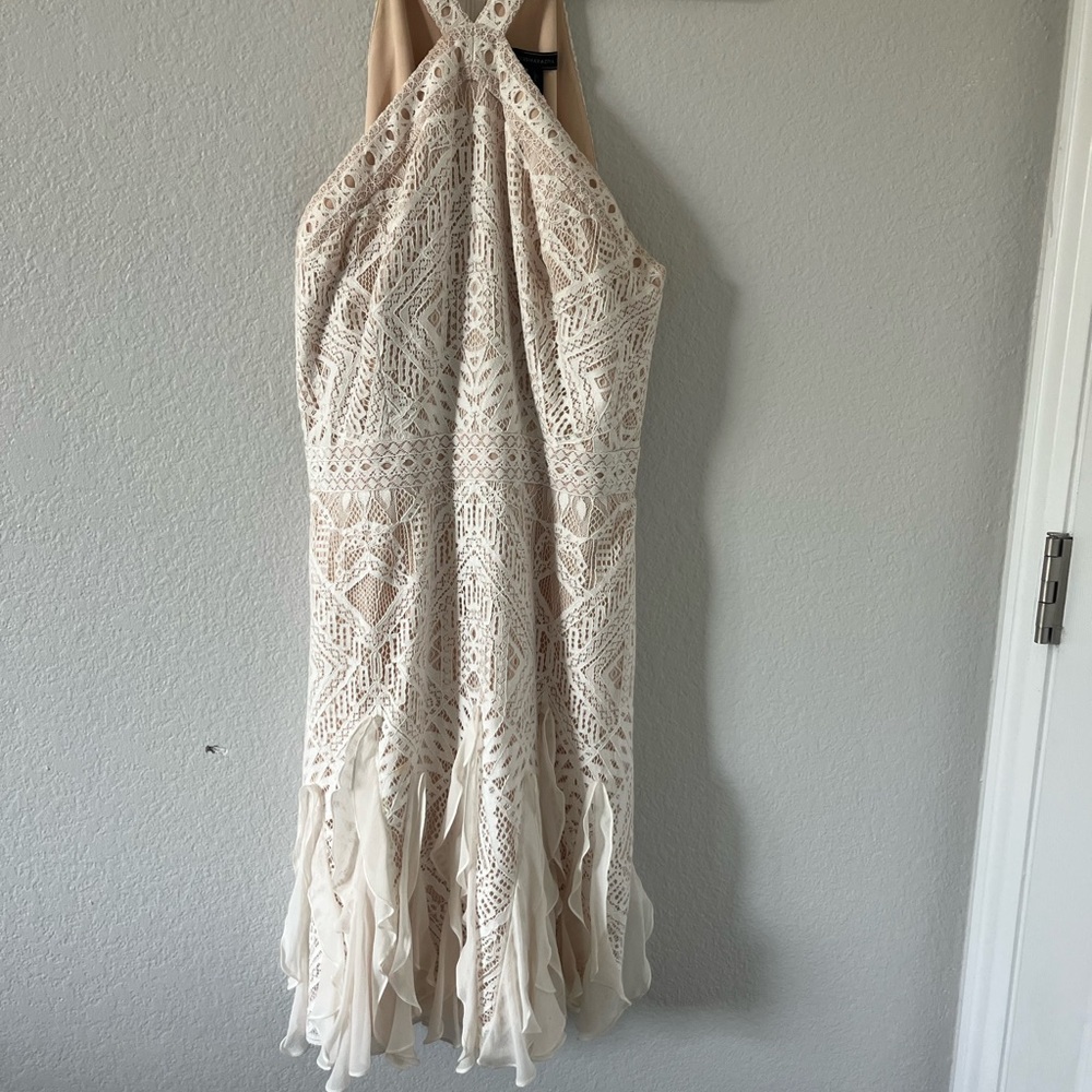 BCBGMaxAzria Cream Lace Detail Dress runway dress. stunning